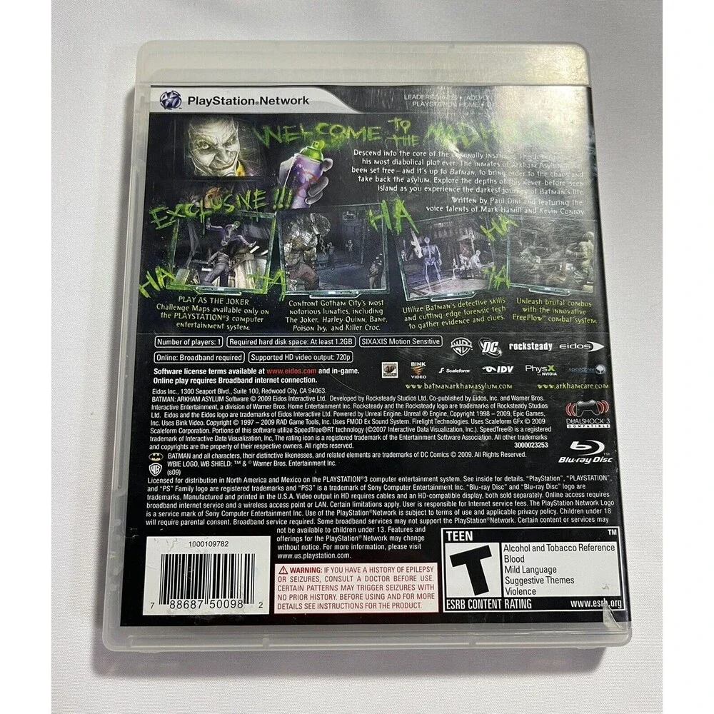 Batman Arkham Asylum 1st Release(Sony PlayStation 3, 2009) PS3 Complete